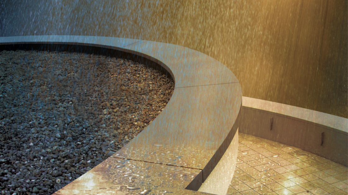 Aluminium coping in rain
